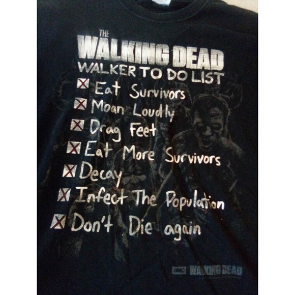 The Walking Dead Shirt Walker To Do List Men XL Zombies Fruit Of The Loom TV Y2K - Picture 2 of 6